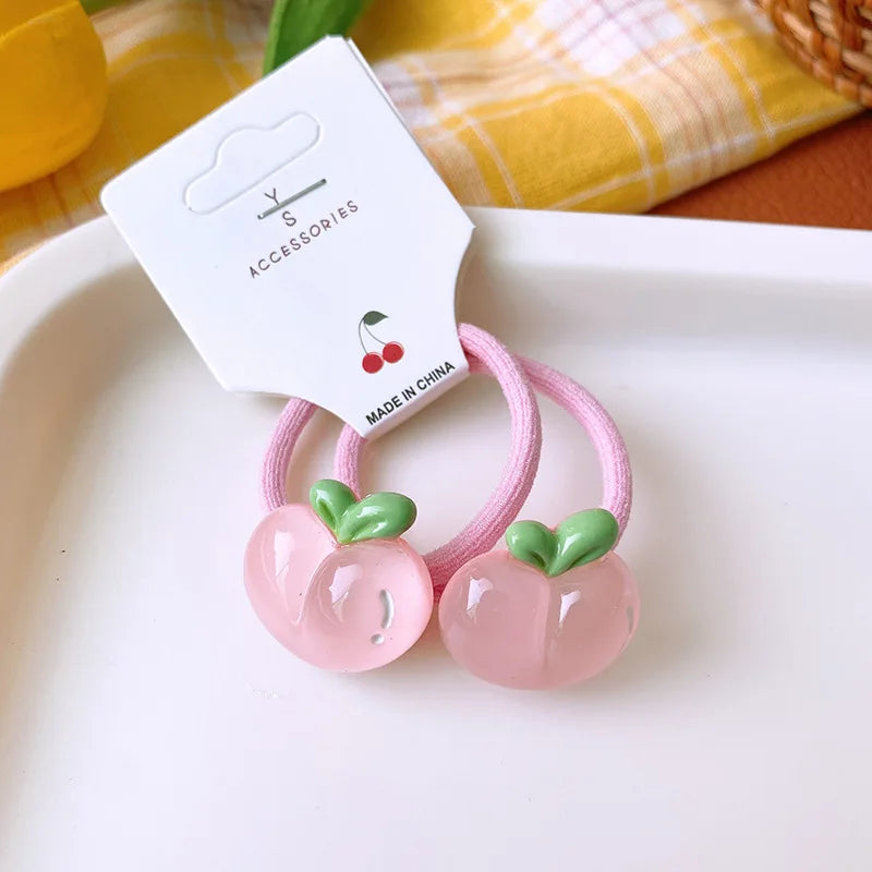 Cute Cartoon Translucent Strawberry Banana Hair Ties Baby High Elastic Soft Ponytail Hair Ropes Kids Hair Accessories