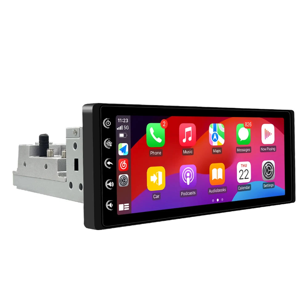 DRNVIYNC 6.9 Inch IPS 1280*480 Touch Screen 1Din Car Radio Wireless CarPlay Android Auto MP5 Player Bluetooth FM USB Car Multimedia Stereo It Mini Microphone Universal Auto Radio Head Unit Carplay Screen Autoradio GPS Navigat