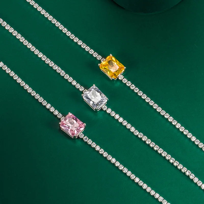 Nice Moissanite Tennis Bracelets for Women Luxury Wedding Engagement Jewelry 925 Sterling Silver Bangles Plated 18K white gold