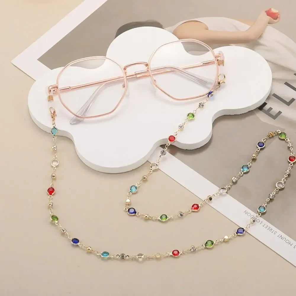Vintage Beads Glasses Chain Jewelry Lanyard Elegant Crystal Glasses Chain Copper Bohemian Mask Chain Women
