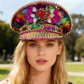 Luxury Festival Rhinestone Captain Hat Military Cap Sergeant Hat Hen Do Hat Mucis Festival Steampunk Caps Fashion Masquerade
