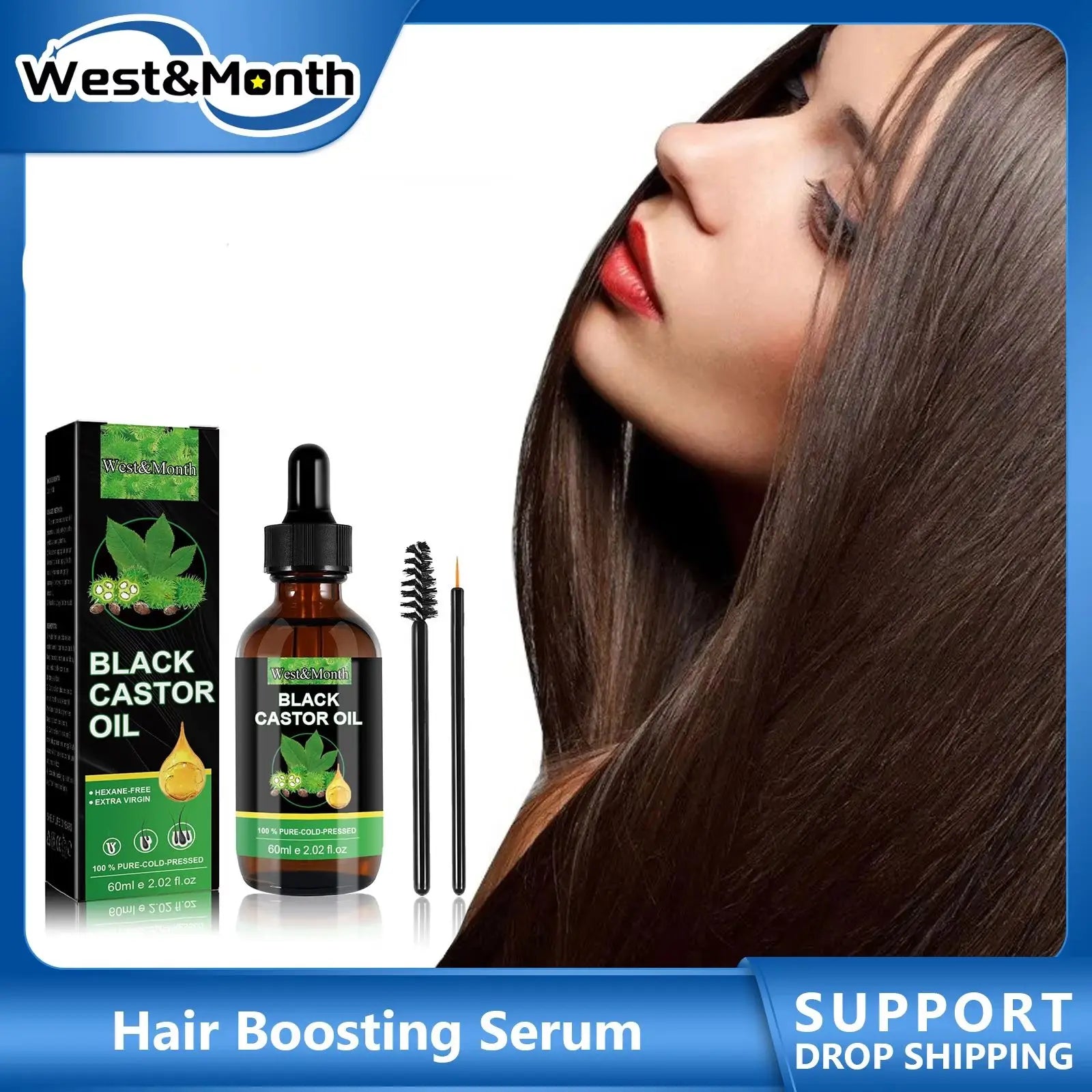 Castor Oil Hair Regrowth Eyebrow Lengthening Fuller Longer Thicker Anti Hair Loss Baldness Treatment Eyelashes Enhancement Oil