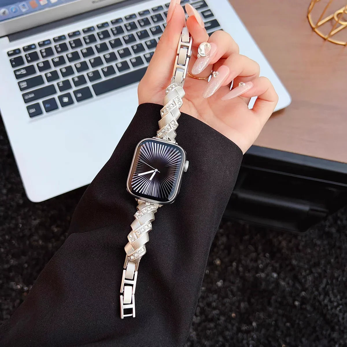 Nice Bling Ear of Wheat Bracelet Link for Apple Watch Band Series S11/10/8/7/6/3/4/5/9 40mm 41mm 38mm 42mm 44mm 45mm 46mm Strap