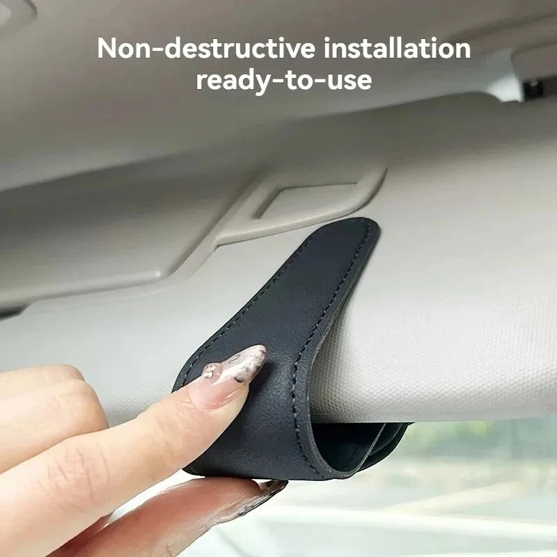 Auto brilclip Autozonneklep Opbergrek Multifunctionele Creatieve Magnetische Autozonnebrilhouder Brillenkoker