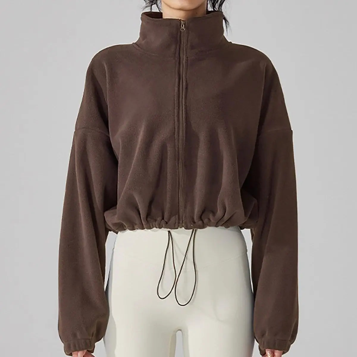 Blouse Outerwear Yoga Wear Women's Autumn/Winter Zip-up Long Sleeves Fleece-lined Warm New Casual Comfortable Minimalist Niche