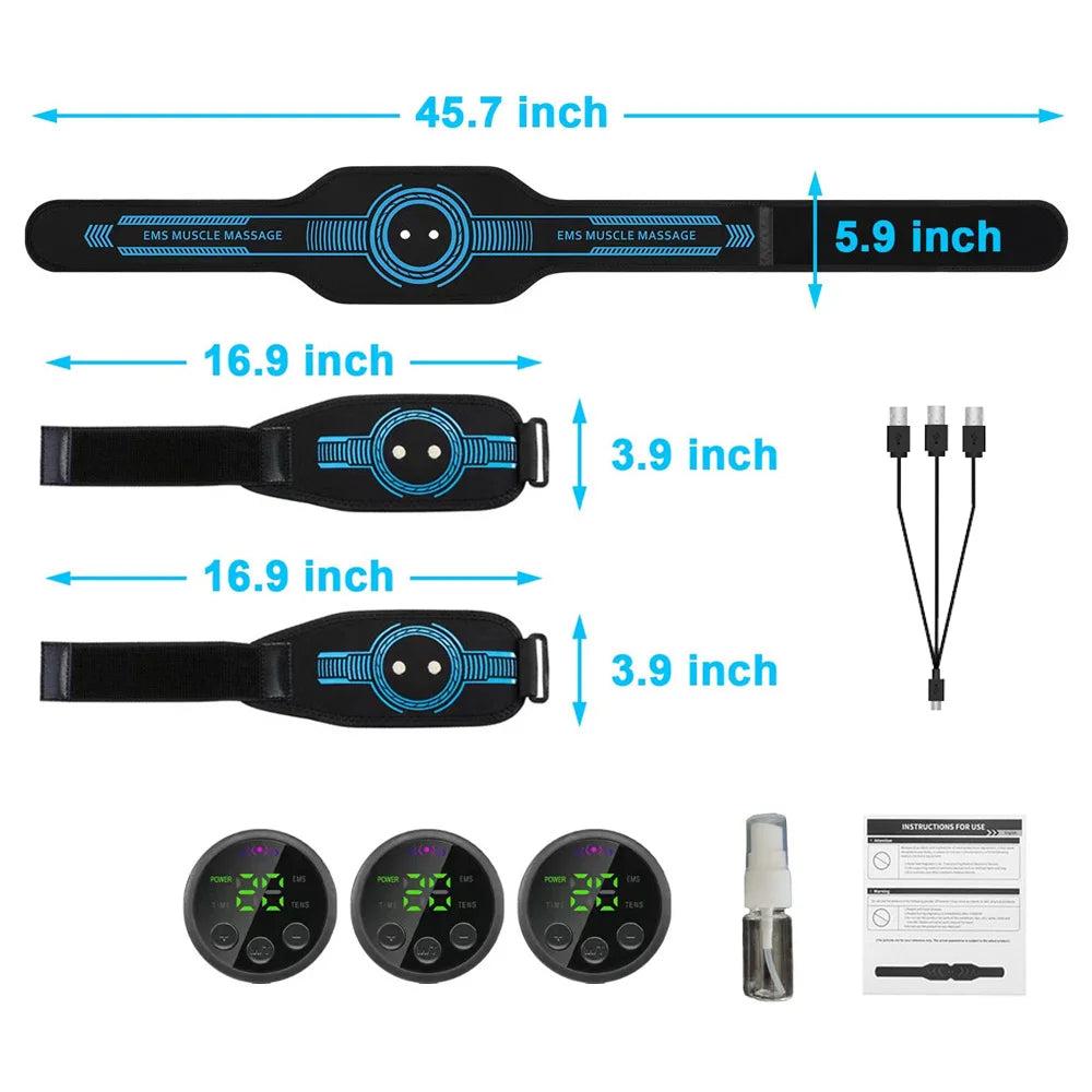 USB Rechargeable Abdominal Muscle Trainer Abdominal Toning Belt Muscle Toner Waist Arm Leg Training Home Gym Fitness Massager