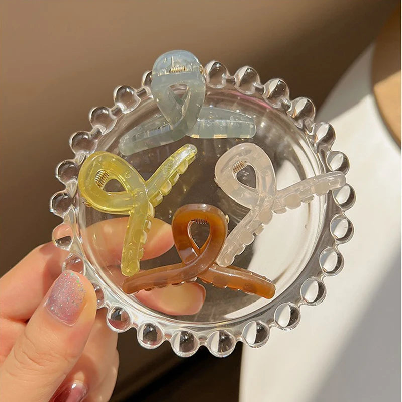 4pcs Mini Cute Claw Clip Small Girl Hair Claw Semi Transparent Bangs Side Clip Small Shark Clip Women's Hair Accessory