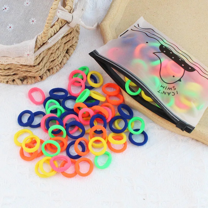 100 Zippered Bag Children's Hair Accessories With High Elasticity Fashionable Nylon Hair Rope Simple Basic Sports Headband