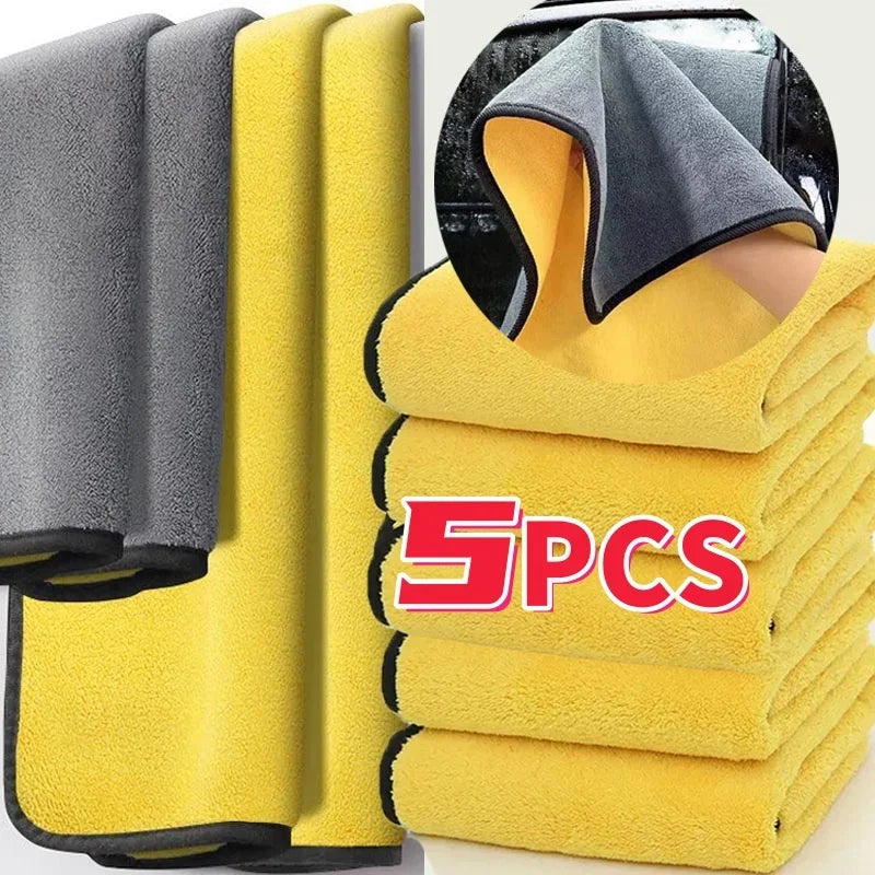 Clearance_1/3/5PCS Microfiber Cleaning Towel Thicken Soft Drying Cloth Car Body Washing Towels Double Layer Clean Rags Car Acces