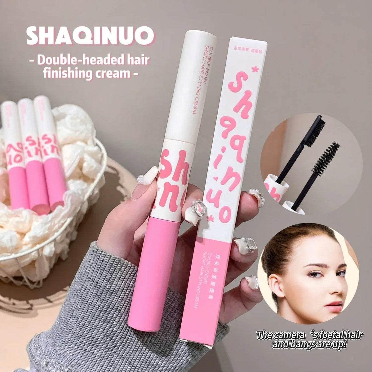Hair Tamer Stick, 2-in-1 Design to Tame Flyaways, SHAQINUO Non-Greasy & Lightweight, For Sleek Hairstyles