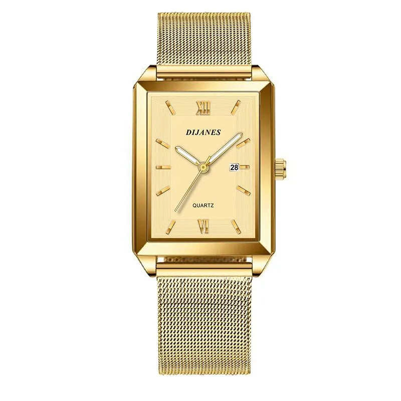 Mens Fashion Sports Watches Simple Men Luxury Gold Business Ultra Thin Stainless Steel Mesh Belt Quartz Watch