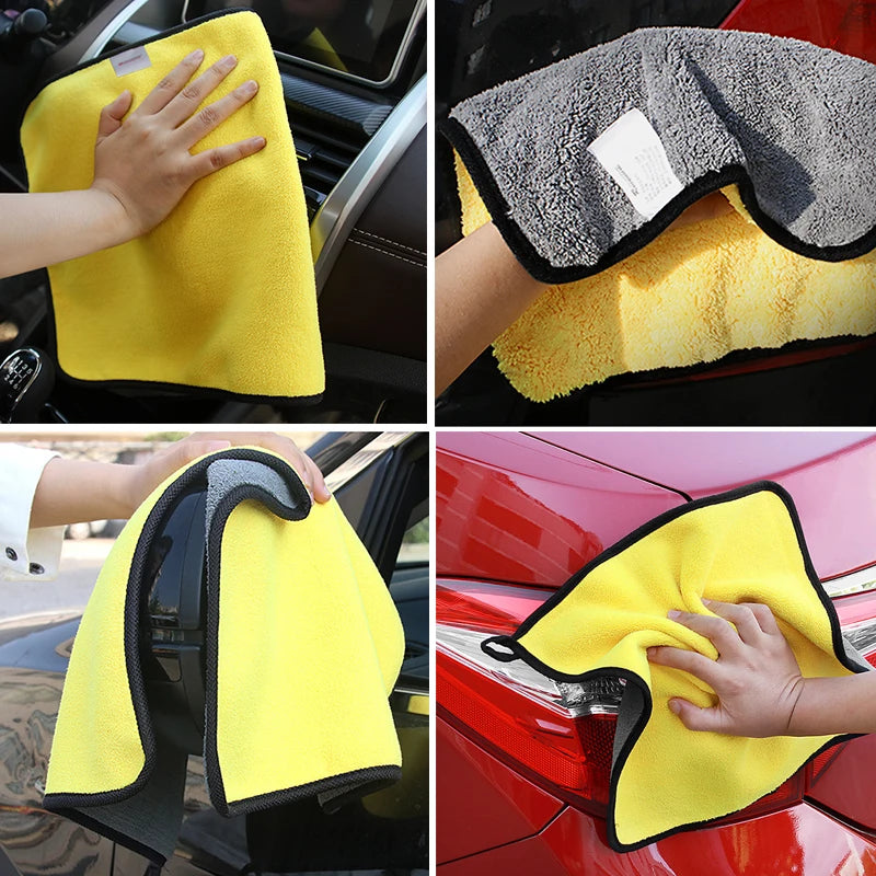 SEAMETAL Microfiber Car Washing Towel 400GSM Double-Sided Coral Velvet Clean Towels High Water Absorption Car Wash Drying Cloth