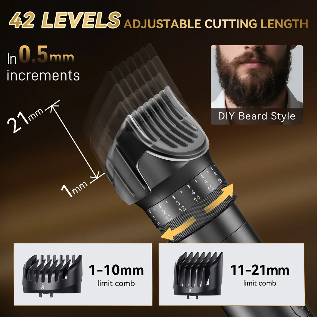Kensen S29 Hair Trimmer for Men 2 in 1 Adjustable Hair Clipper Kit Electric Razor Dry/Wet Hair Cutting Machine Nose Hair Trimmer