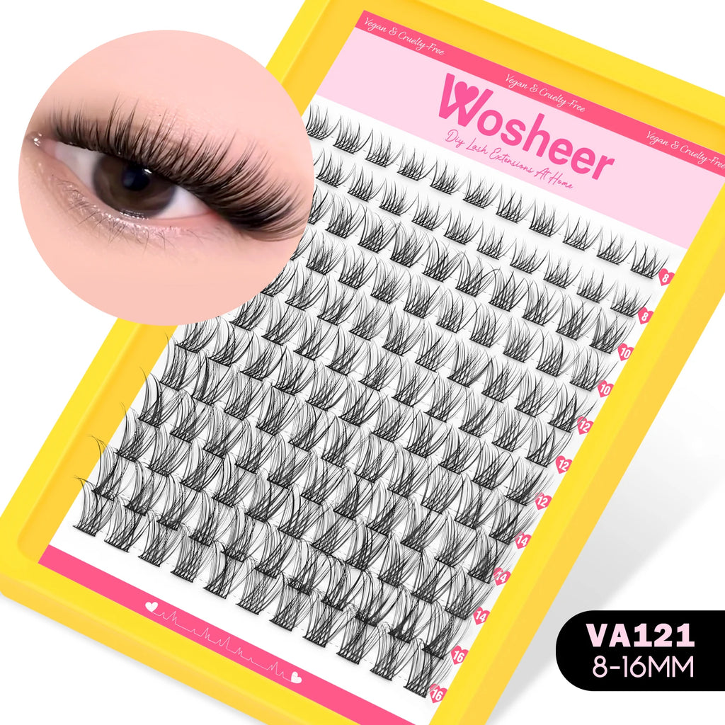 WOSHEER Lash Clusters Manga Lash Clusters Kit Clear Fairy Eyelash Clusters Wet-Look Spiky Anime Lashes Individual Lashes