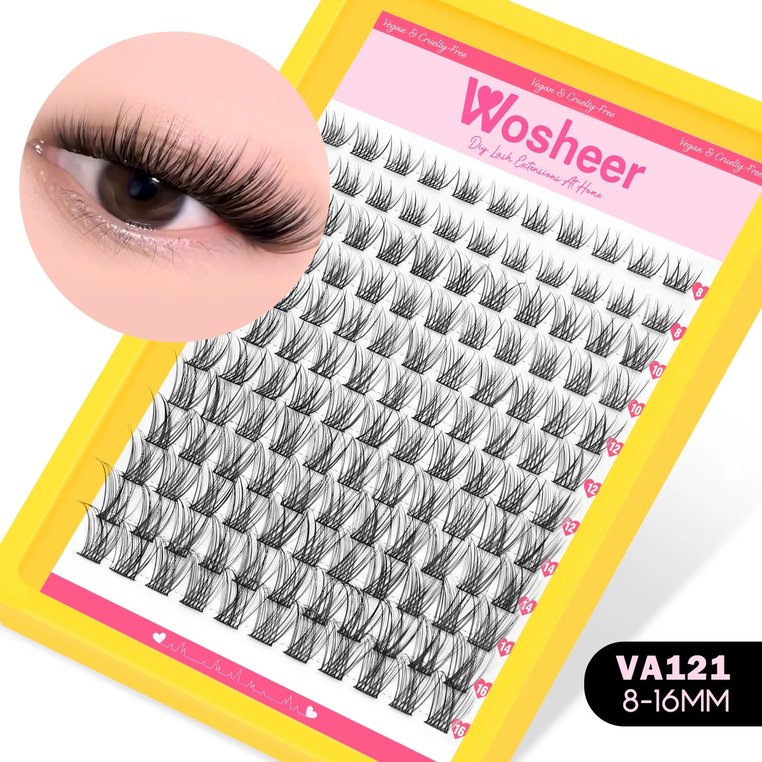 WOSHEER Lash Clusters Manga Lash Clusters Kit Clear Fairy Eyelash Clusters Wet-Look Spiky Anime Lashes Individual Lashes