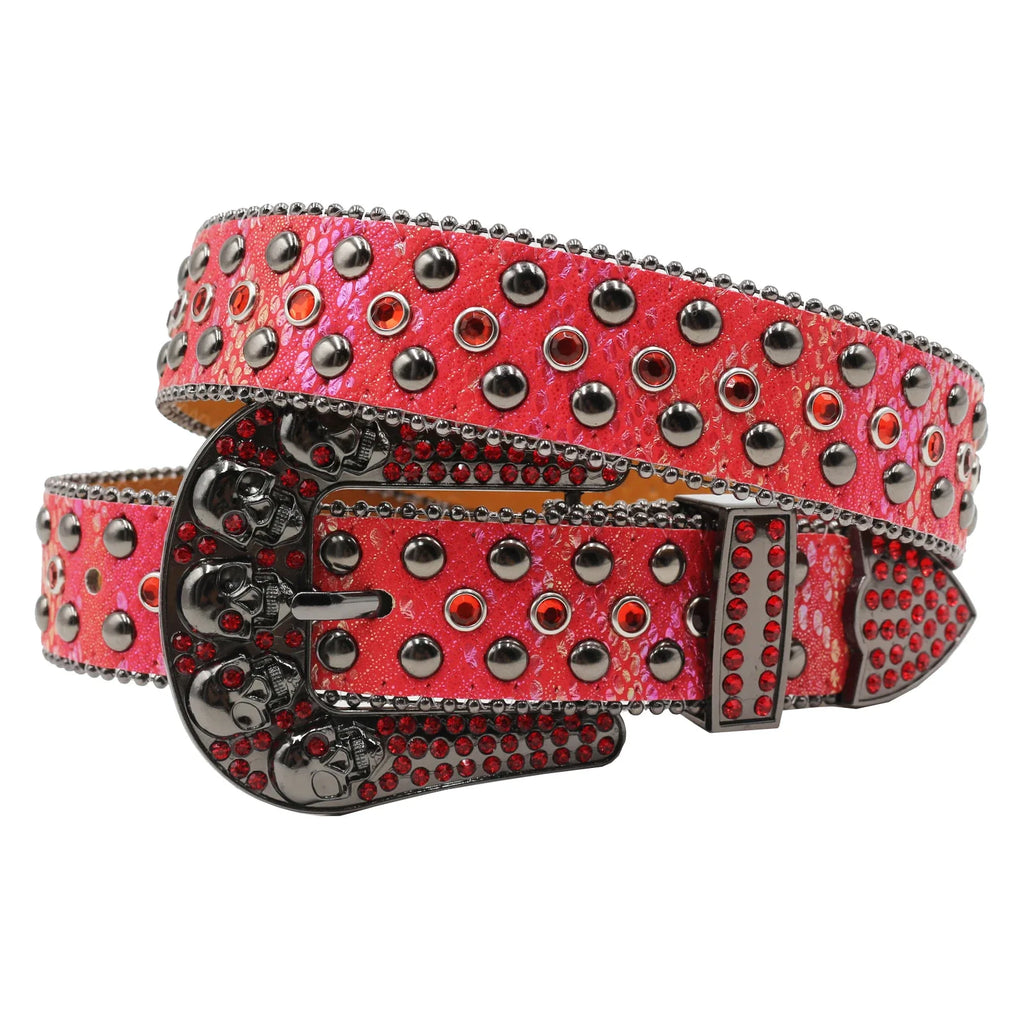 Hot Rhinestone Belts Studded Skull Lether Belts for Women Luxury Designer Brand Strap For Jeans Suppliers White Black