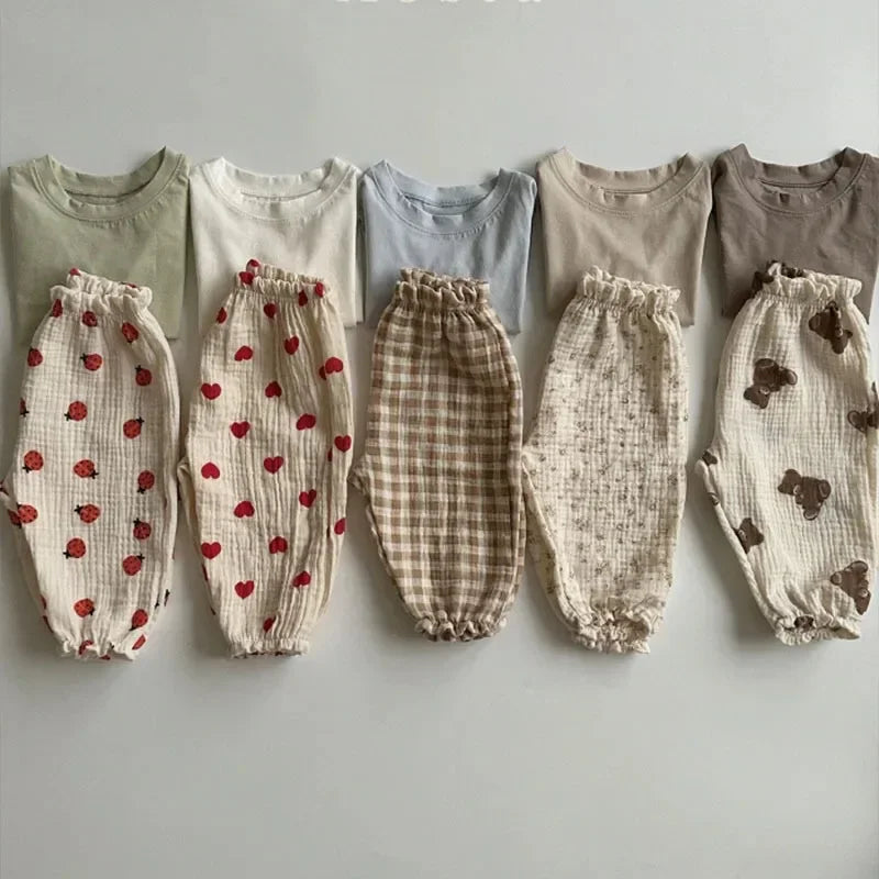 Soft Muslin Clothes Pants Pantalons Capris Organic Cotton Baby Pants Newborn Toddlers Autumn Spring Summer Winter Cute Print