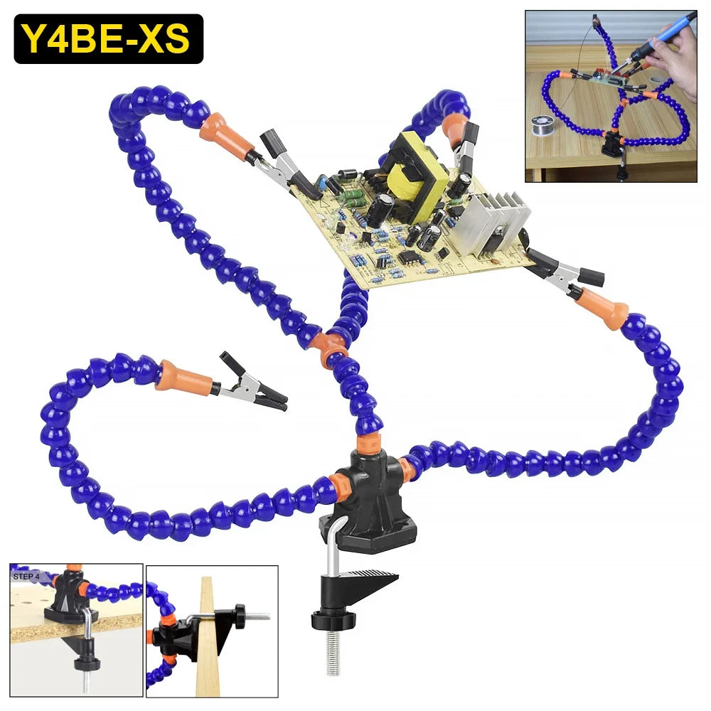 NEWACALOX Multi Soldering Helping Hand Tool Table Clip Third Hand Soldering Stand Welding PCB Holder Flexible Arm Soldering Tool