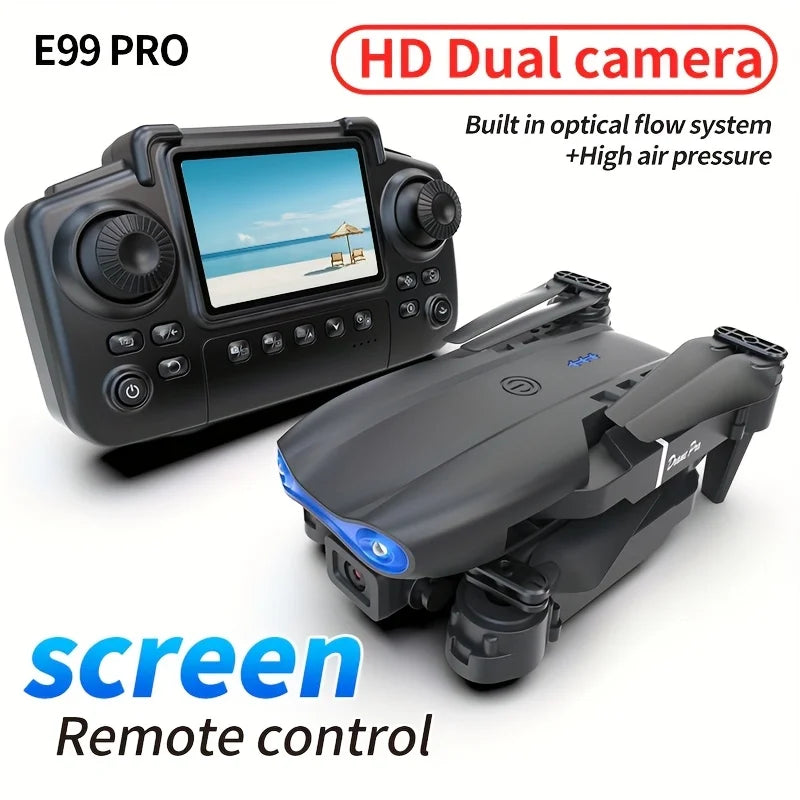 2026 Upgraded E99 PRO MAX Foldable Drone with Dual Camera 4K HD, Screen Remote Control, 2 Batteries 40Min Flight Time, One Key Return, LED Lights, Mini RC Quadcopter for Adults Beginners, Black Friday Christmas Gift