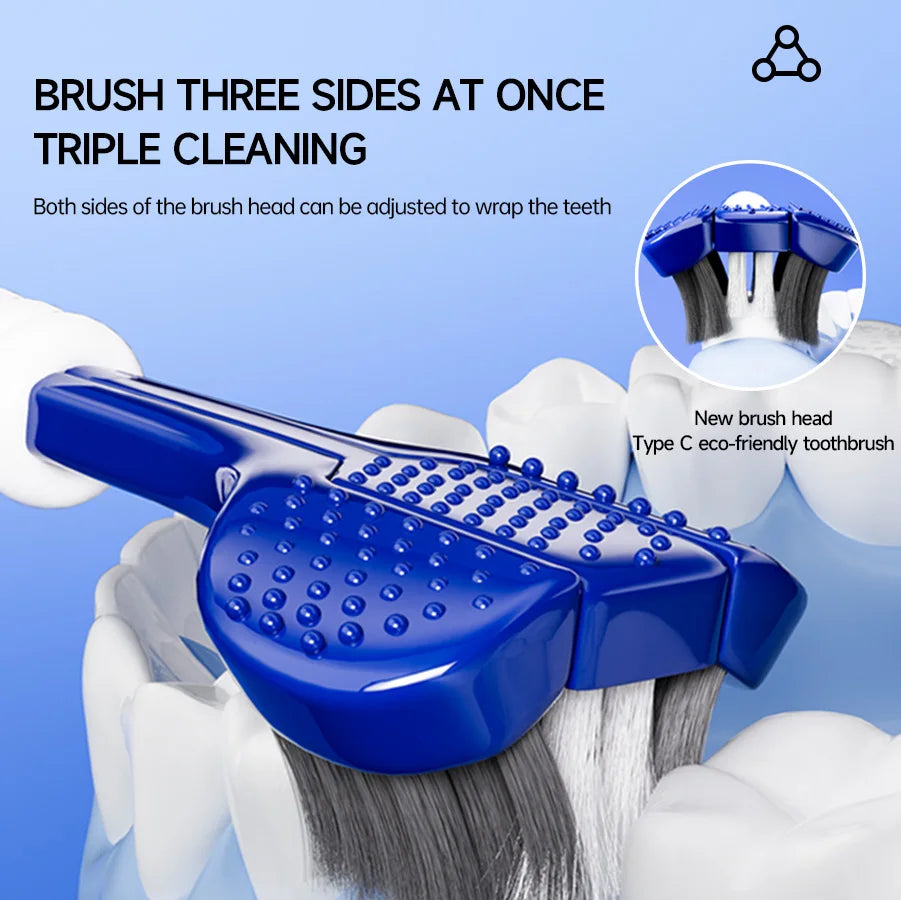 3D Manual Toothbrush 6pcs Three sided U-shaped Soft Toothbrush for Comprehensive Oral Cleaning for Adults, Men and Women, Couple