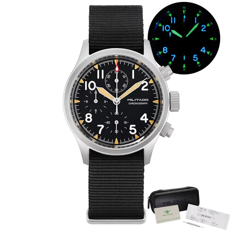 Militado ML1868KF 3 Dial Quartz Watch VK67 Sports Chronograph Watches Man Luminous Sapphire Glass 100M Waterproof 39Mm Watches