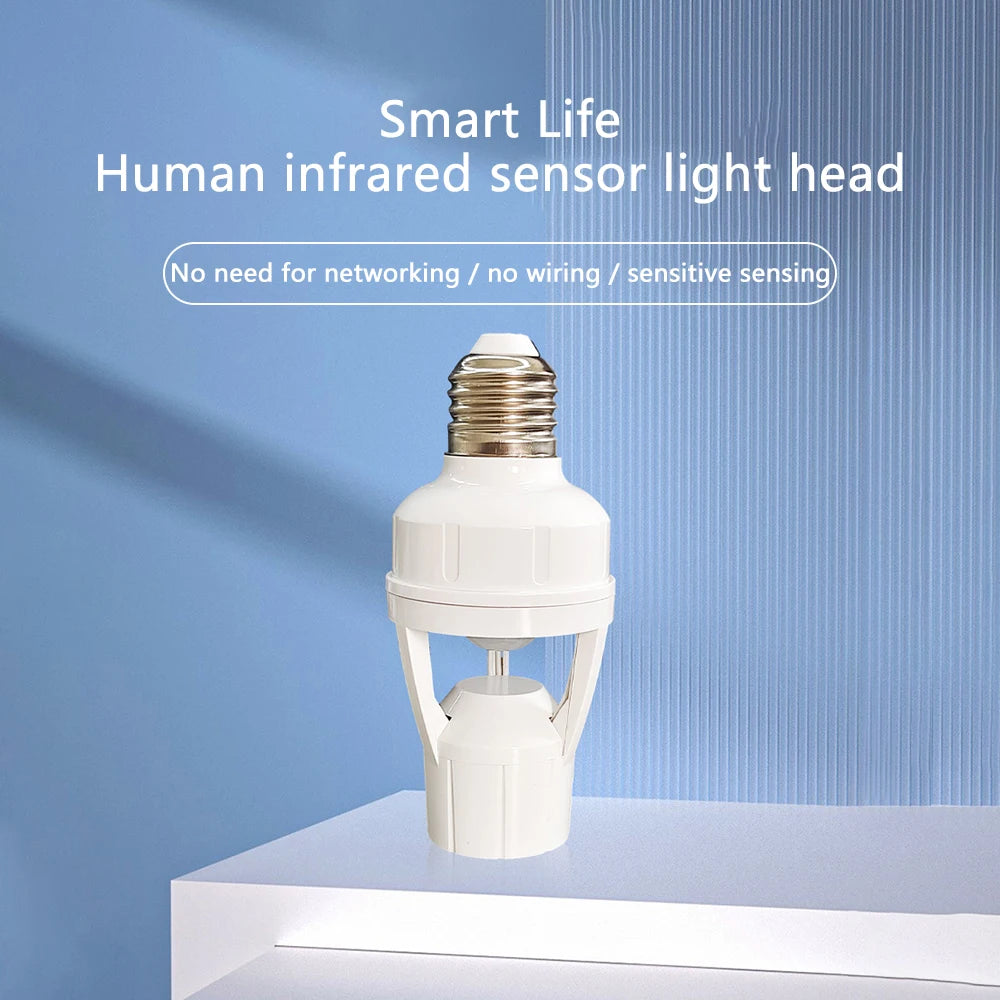 Smart E27 PIR Motion Sensor Light Switch 110V 220V Detector Base Lamp Holder Lux Time Delay Adjust Control Bulb Socket 1pc