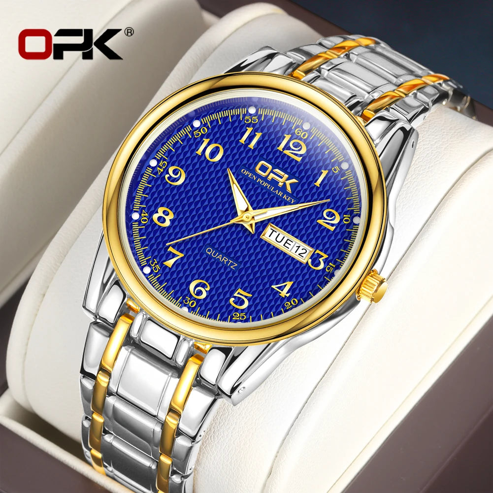 OPK 8110 Ladies Watch Classic Simple Brand Quartz Watch Stainless Steel Strap Watch For Women Waterproof Luminous Day-Date Watch