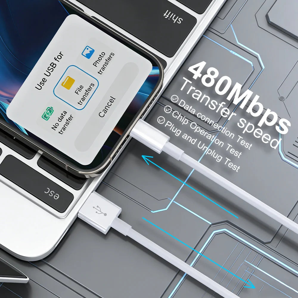 MFi Certification 3PCS USB To Lightning Cable For iPhone 14 13 12 Pro Max X XS XR 8 7 Plus iPad 2.4A Fast Charger Data Wire Cord