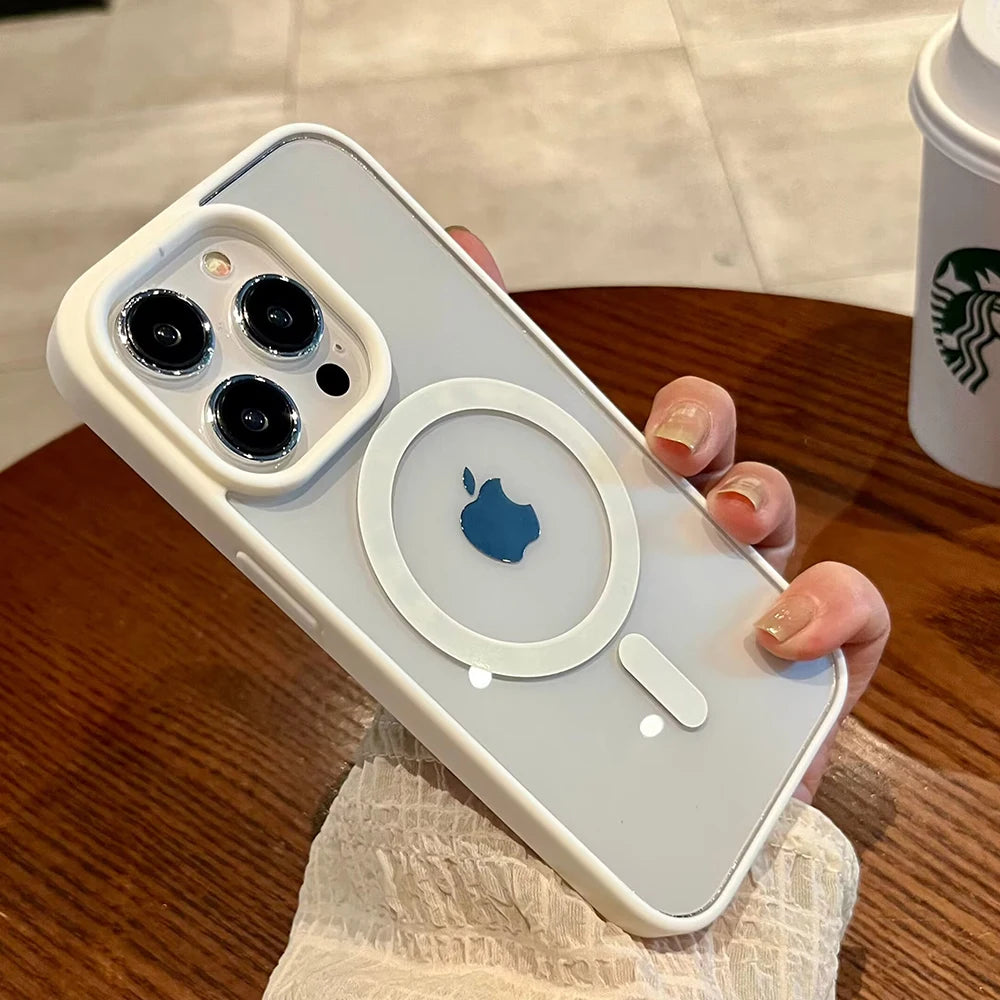 Luxury For Magsafe Transparent Case For iPhone 16 15 14 13 12 11 Pro XS XR Max Mini Plus Magnetic Wireless Charge Cases Cover