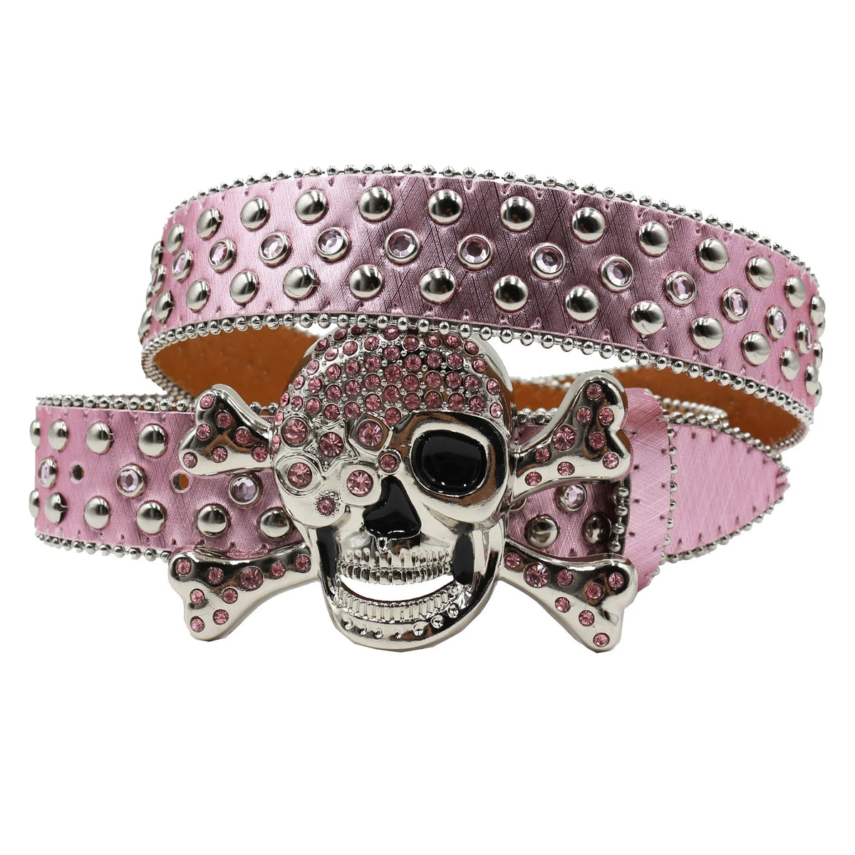 Hot Rhinestone Belts Studded Skull Lether Belts for Women Luxury Designer Brand Strap For Jeans Suppliers White Black