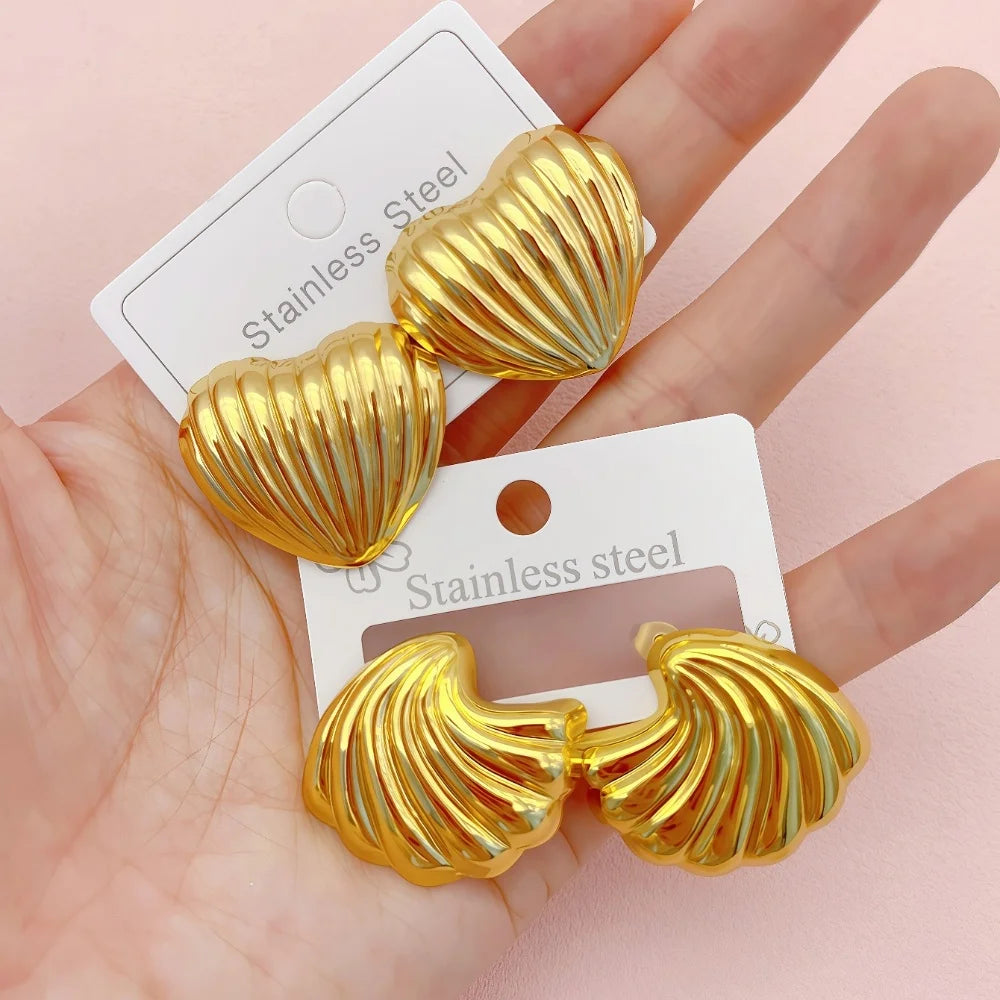 5/8/10/20/30Pairs Fashion Stainless Steel Heart Flower Starfish Earrings For Women Mix Style Simple Daily Party Gift Jewelry