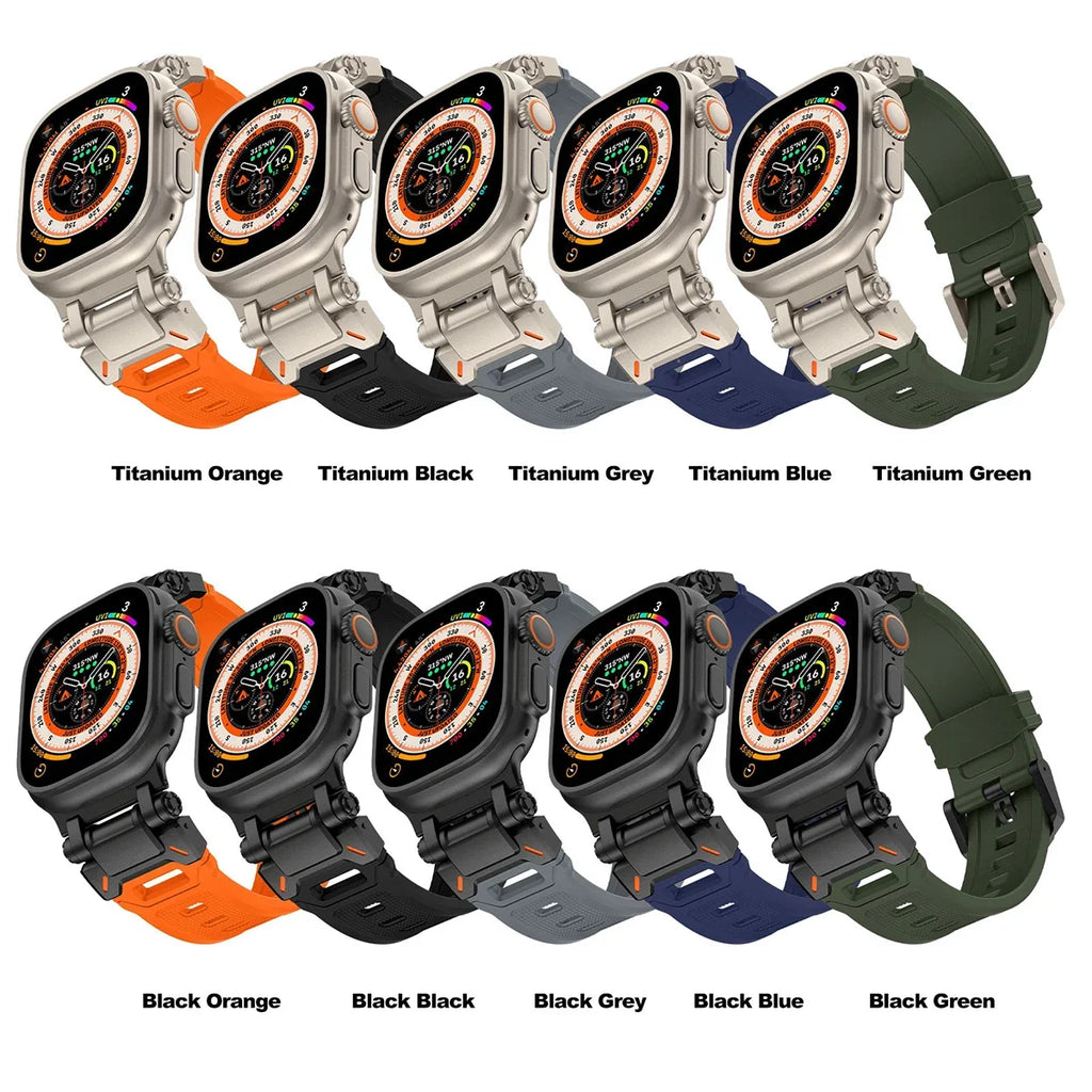 Soft Rubber Strap for Apple Watch Ultra 3 2 Band 49mm 46mm 45mm 42 44mm Luxury Bracelet for IWatch Series 11 10 9 8 7 6 5 Correa