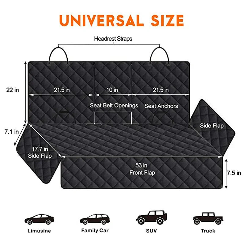 Car Dog Seat Cover For Back Seat Waterproof Auto Rear Pet Seat Protector Mat Nonslip Universal Safety Carrier For Outing Dogs