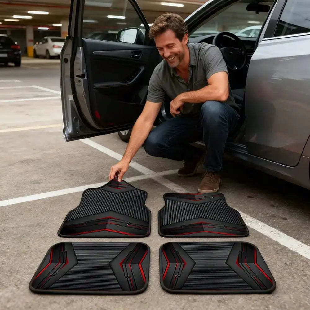 4PCS Printed Floor Mats, Long-Lasting Polyester Car Floor Liners, Suitable for Sedans, SUVs and Trucks