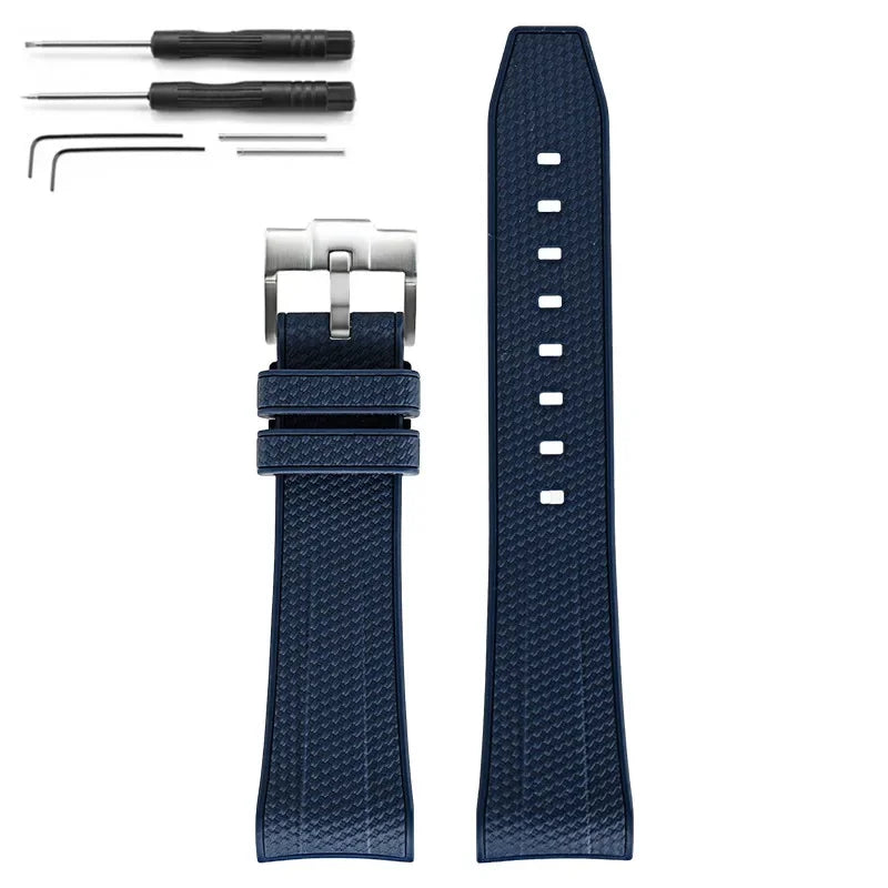 Rubber Silicone Watch Band for Swatch X Blancpain GREEN ABYSS Curved End Waterproof Sport Woven Pattern Strap Bracelet 22mm