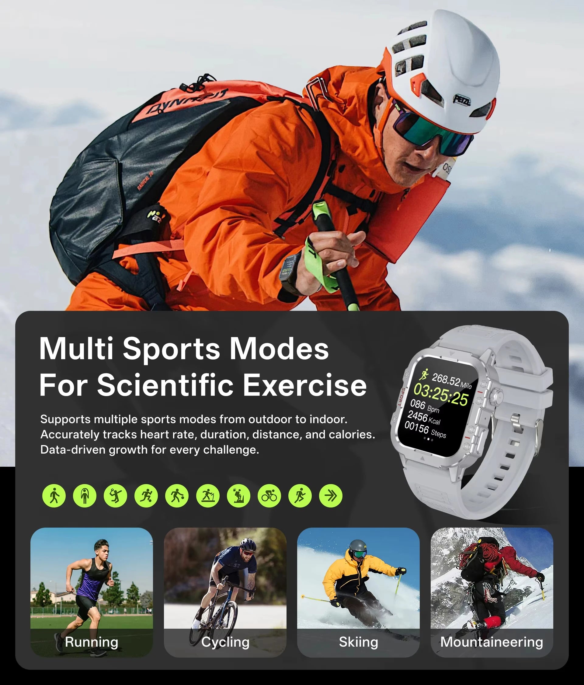G.L Wear 2026 Smartwatch Outdoor Sport Fitness HR SpO2 Sleep Monitor LED Flashlight Bluetooth Call Men Women