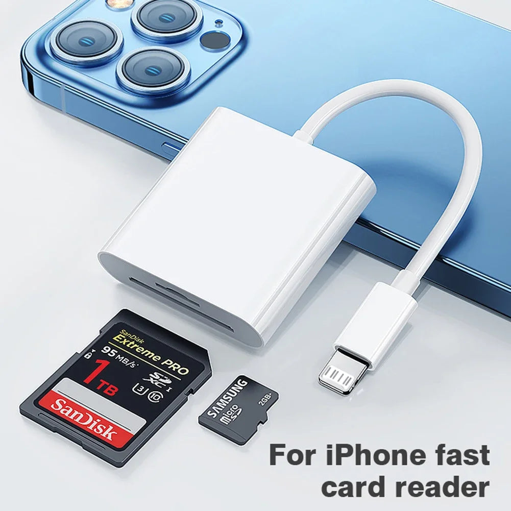 2-in-1 Lightning Card Reader Flash TF Slot for iPhone/iPad Memory Card/Mini SD Card Adapter Compatible E-commerce Product