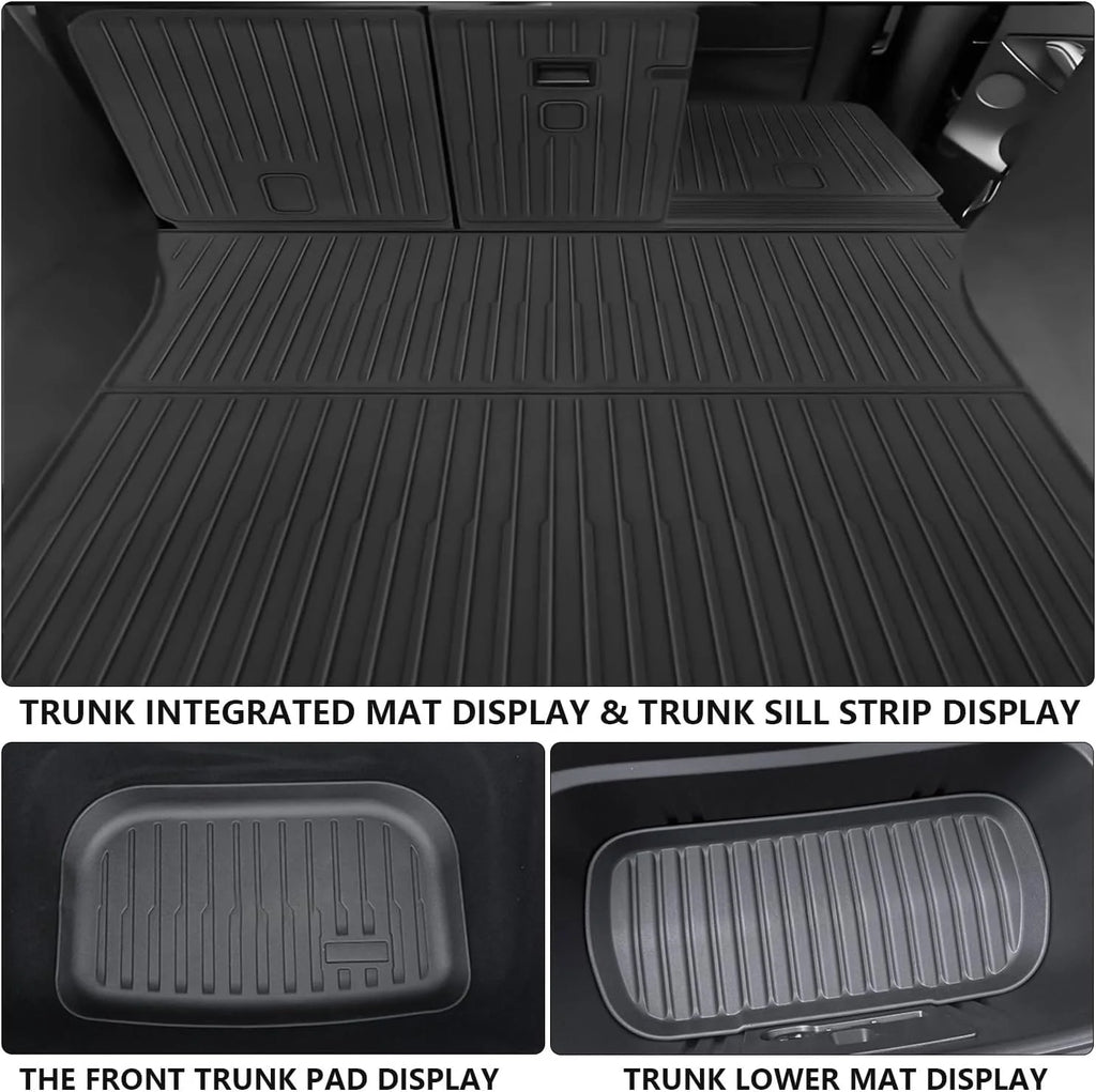 For Tesla Model Y Juniper 2025 2026 Floor Mats Set All Weather TPE Front Rear Trunk Cargo Liner Frunk Mat Storage Mat Accessory