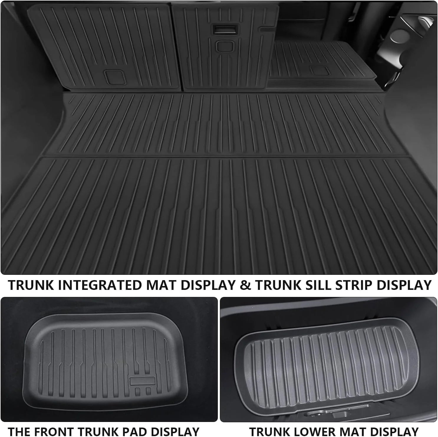 For Tesla Model Y Juniper 2025 2026 Floor Mats Set All Weather TPE Front Rear Trunk Cargo Liner Frunk Mat Storage Mat Accessory