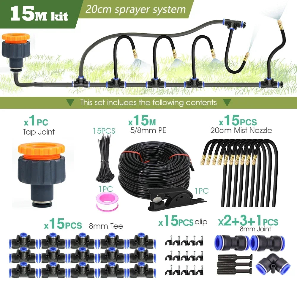 8mm pipe universal watering nozzle - automatic flower watering device with adjustable spray head for watering, irrigation-30M