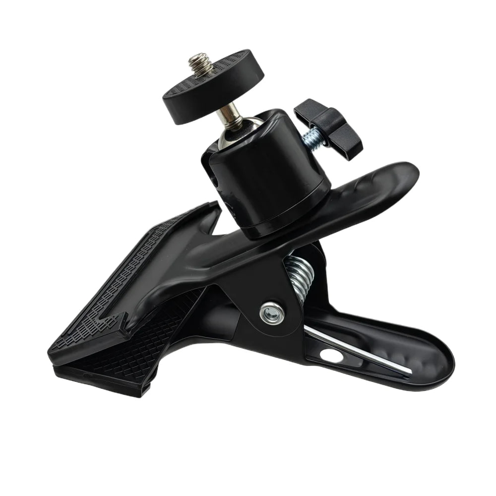 Metal Clamp Clip Alloy Flash Tripod Hoder Desktop Streaming 360 Swivel Ball-Head 1/4" Screw for Phone Gopro Dji Action Camera