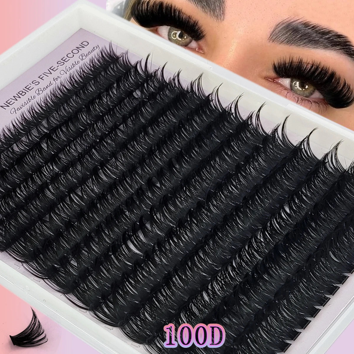 HBZGTLAD 14Rows Individual Lashes Natural Russia Volume Mink Eyelash  100-200D Cluster Eyelash Extension Makeup  eyelashes