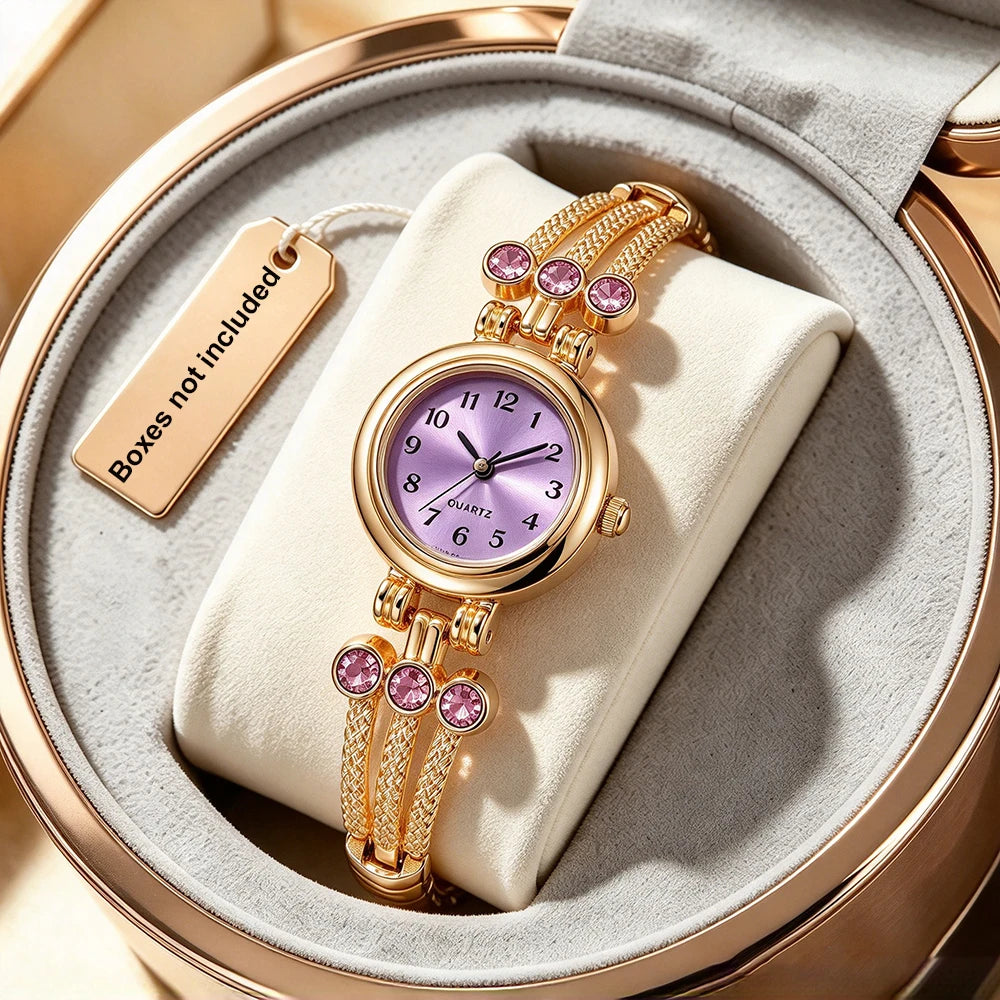5-Piece Set, stylish and elegant luxury women's watch and bracelet set. Mother's Day and other festivals. (Box not included)