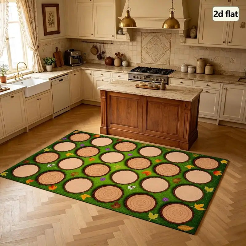1 Piece Wood Slice Pattern Rug, Soft And Comfortable, All Seasons, Lightweight, Easy To Care, Home Decor For Living Room, Bedroom, Hallway, Room Decoration, Winter, Autumn