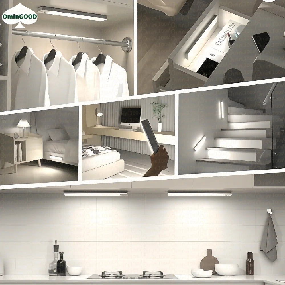 Rechargeable LED light, wireless motion sensing light, lighting strip under indoor cabinet, corridor sensing light