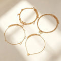 4Pcs Bohemian Butterfly Metal Butterfly Star Heart Pendant Women's Star Heart Pearl Charm Anklet Bracelet Women's Summer Beach Jewelry Accessories