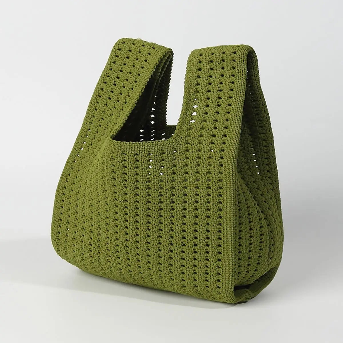 Handmade Knit Handbag Women Mini Shoulder Bag Female Casual Color Wide Stripe Plaid Tote Bag Student Cell Phone Package