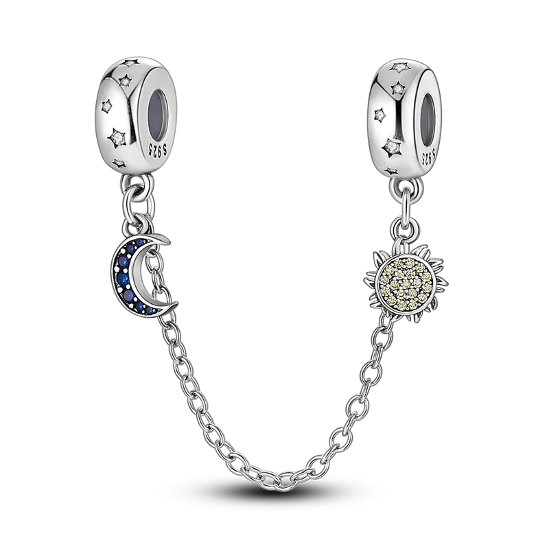 Silver Clasp 925 Sterling Silver CZ Pave Clip Charms Daisy Beads Stopper Safety Chain Fit Original Bangle Bracelet Jewelry Clips