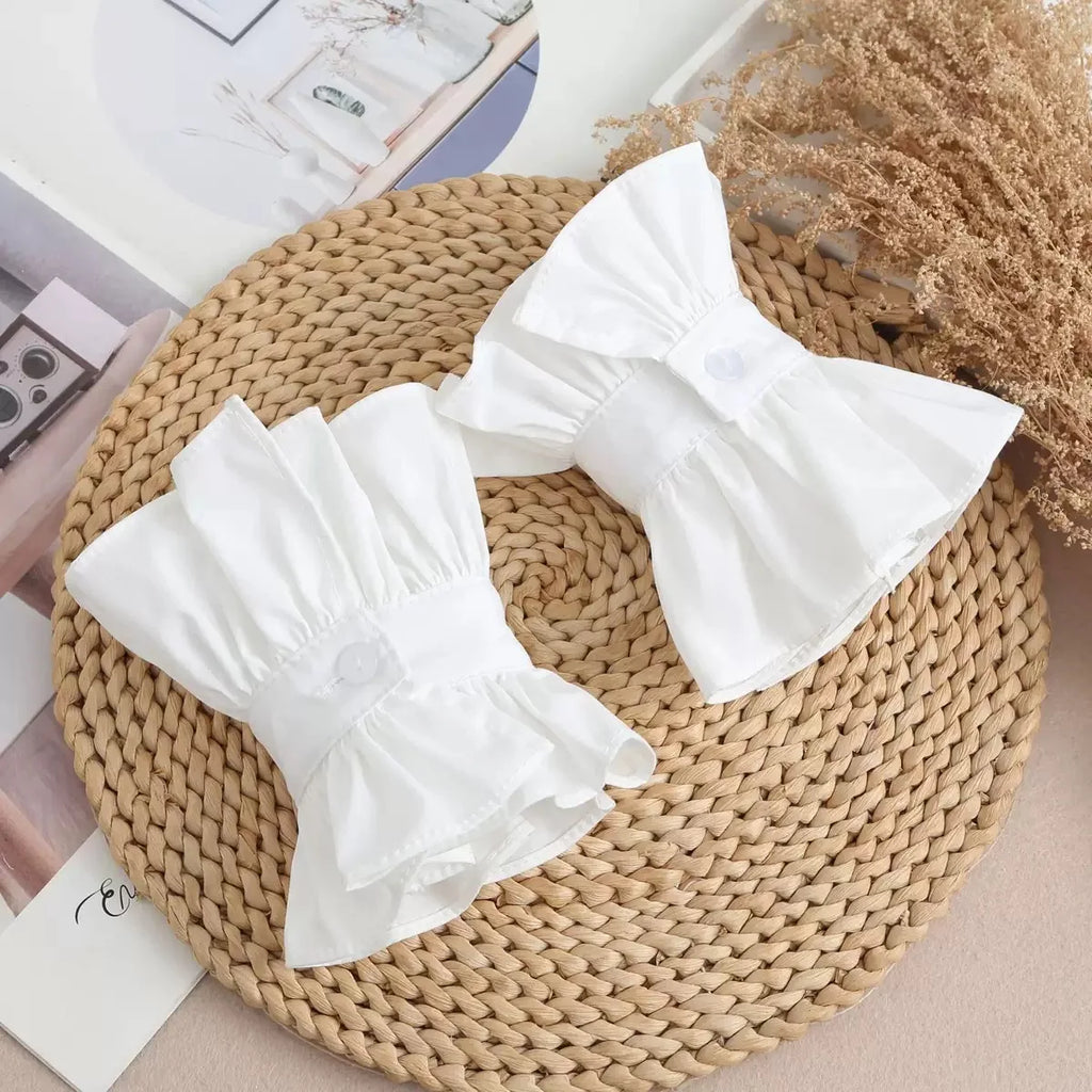 Fashion Ruffles Button Fake Collar for Women Stand Detachable Collar Fake Girls Vintage Lace Ladies False Blouse Collar