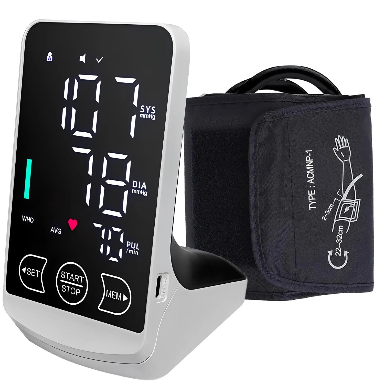 Smart Blood Pressure Monitor High Accurate Rechargeable Digital Sphygmomanometer Bp Monitors Electronic Tonometer Arm Cuff